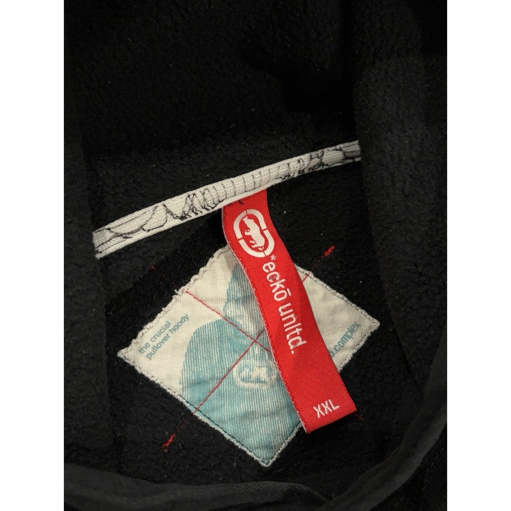 Vintage Y2k Ecko Unltd. Logo Stitched Hoodie Black Red XXL Skater Hip-Hop - Picture 4 of 12